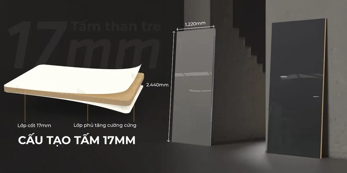 Tấm than tre 17mm cốt đen loại 2