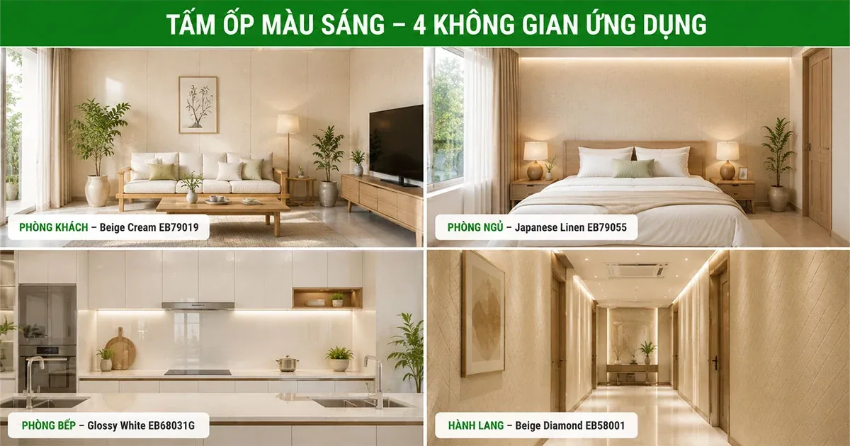 Bốn không gian ứng dụng tấm ốp màu sáng