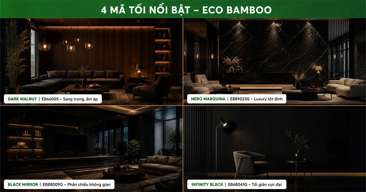 Bốn mã tấm ốp màu tối nổi bật của Eco Bamboo