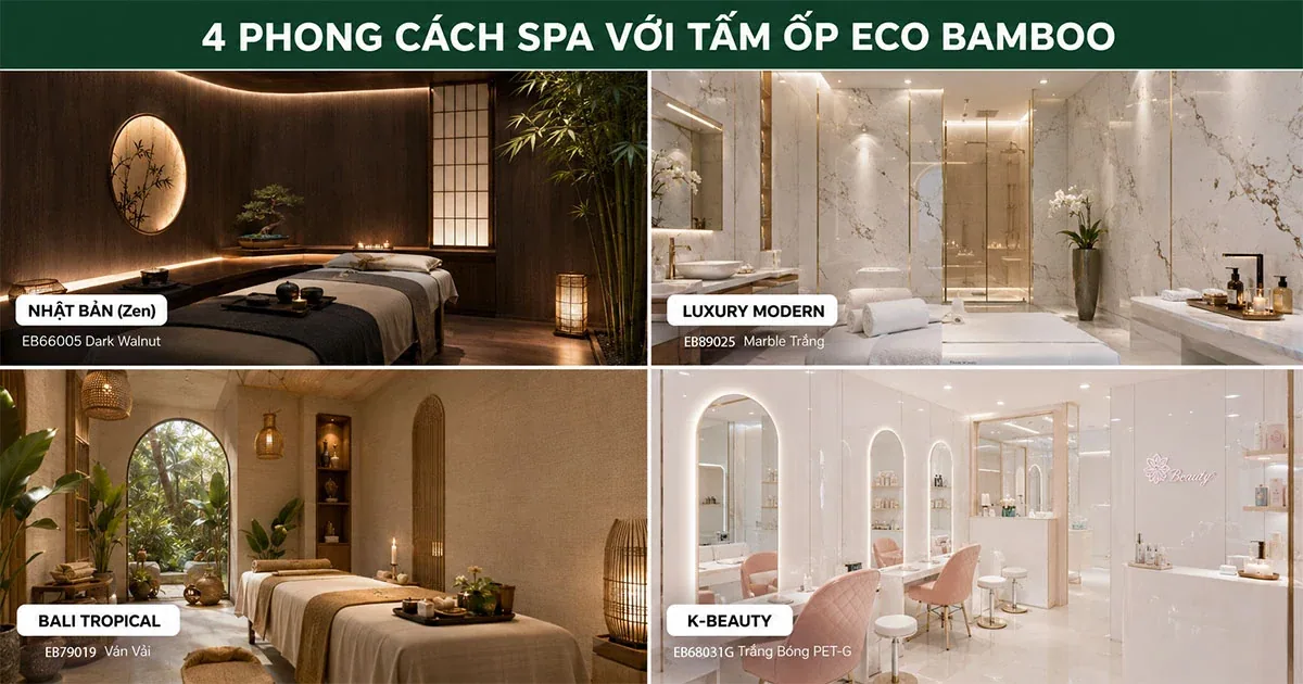 Bốn phong cách spa với tấm ốp Eco Bamboo: Nhật Bản Zen, Luxury Modern, Bali Tropical và K-Beauty