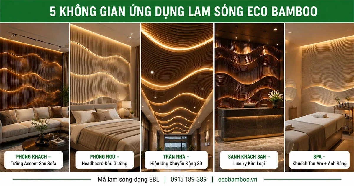 Năm ứng dụng của lam sóng than tre trong không gian nội thất