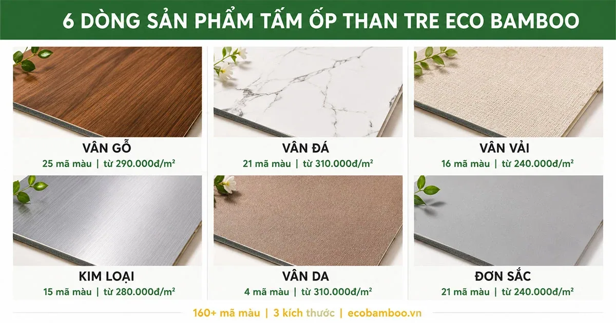 Sáu dòng sản phẩm tấm ốp than tre của Eco Bamboo