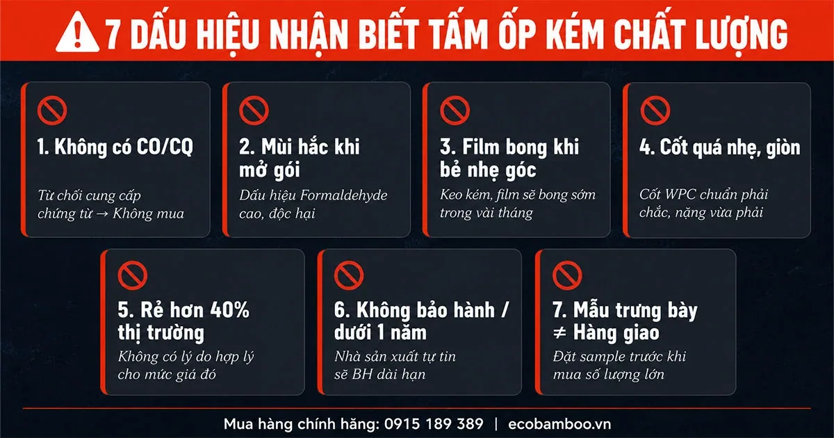 Bảy dấu hiệu nhận biết tấm ốp tường kém chất lượng