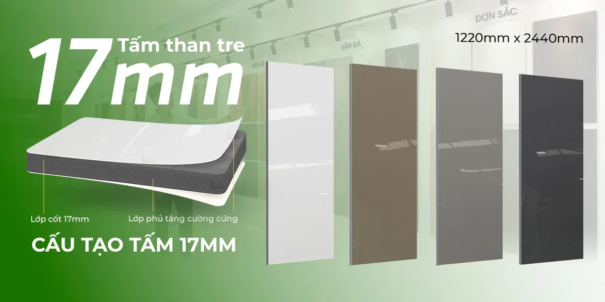 Cấu tạo ba lớp của tấm nội thất than tre 17mm