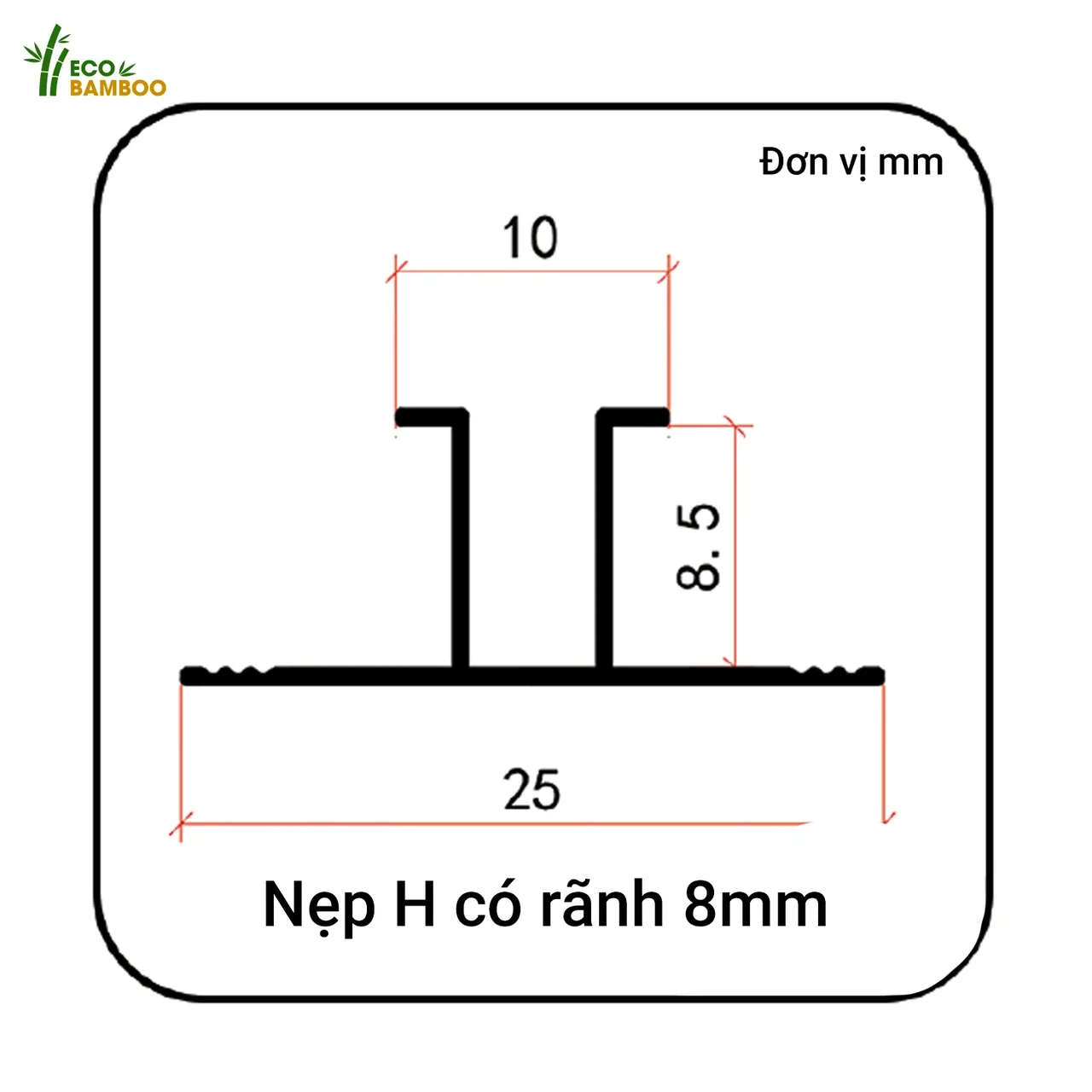 Nẹp H có rãnh -EBN85003-EBN55003-2 – Eco Bamboo