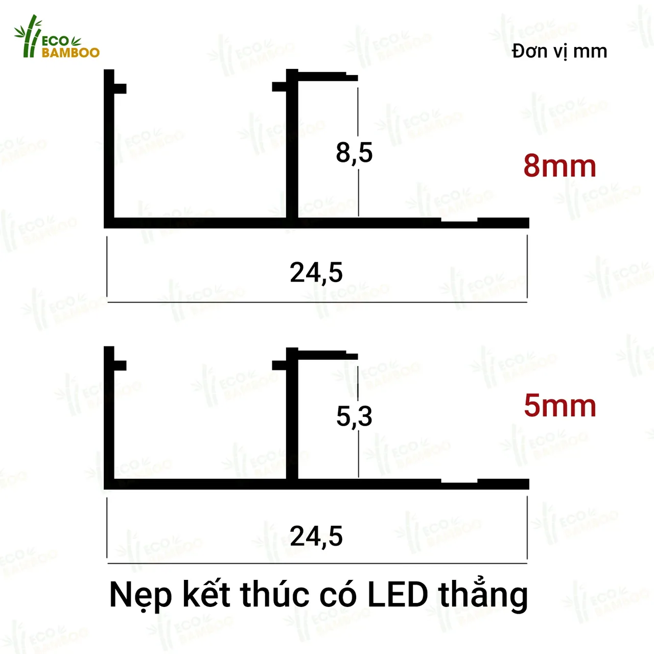 Nẹp kết thúc có LED thẳng -EBN83002-EBN53002-2 – Eco Bamboo