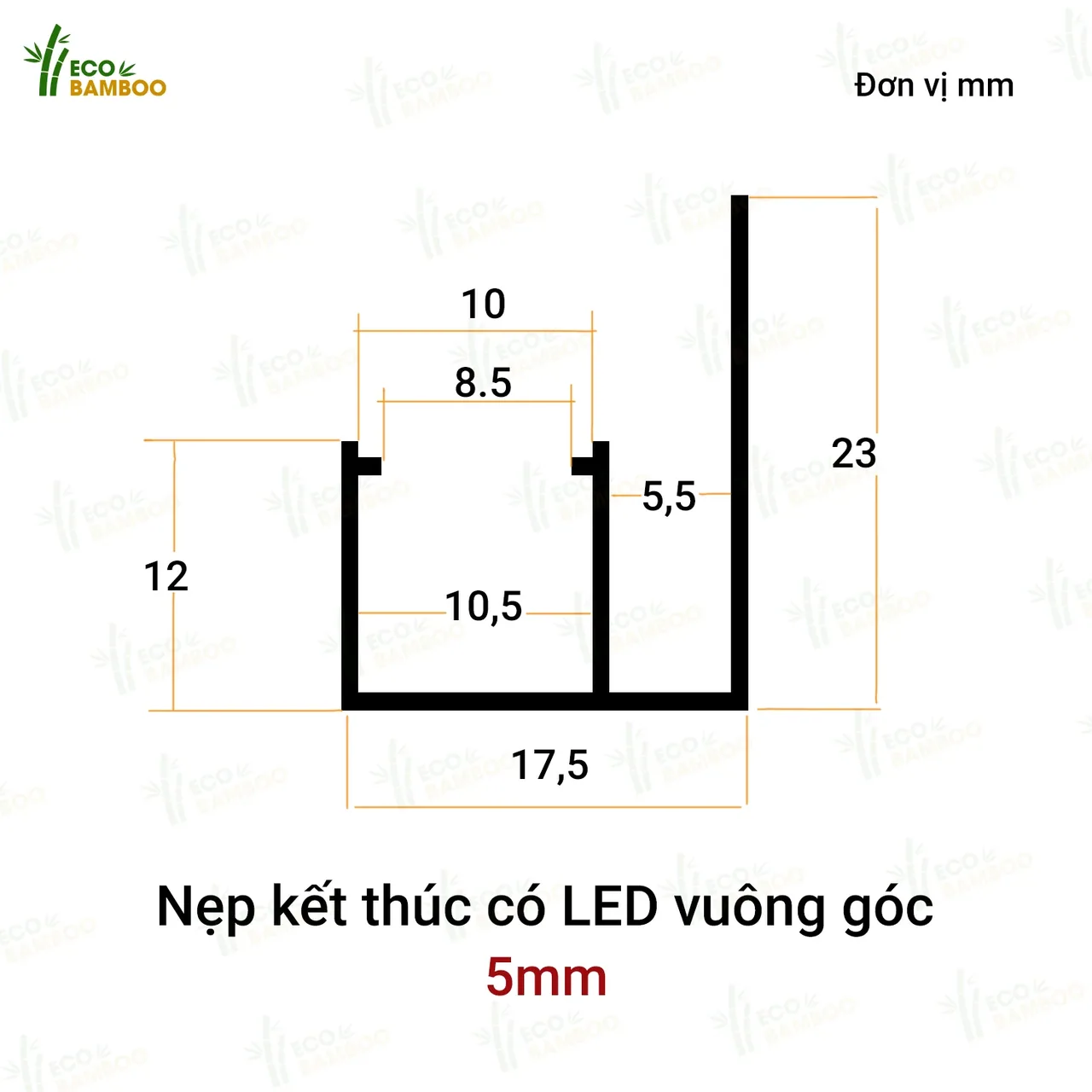 Nẹp kết thúc có LED vuông góc -EBN83003-EBN53003-2 – Eco Bamboo