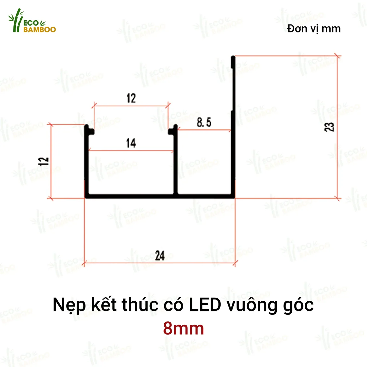 Nẹp kết thúc có LED vuông góc -EBN83003-EBN53003-2 – Eco Bamboo