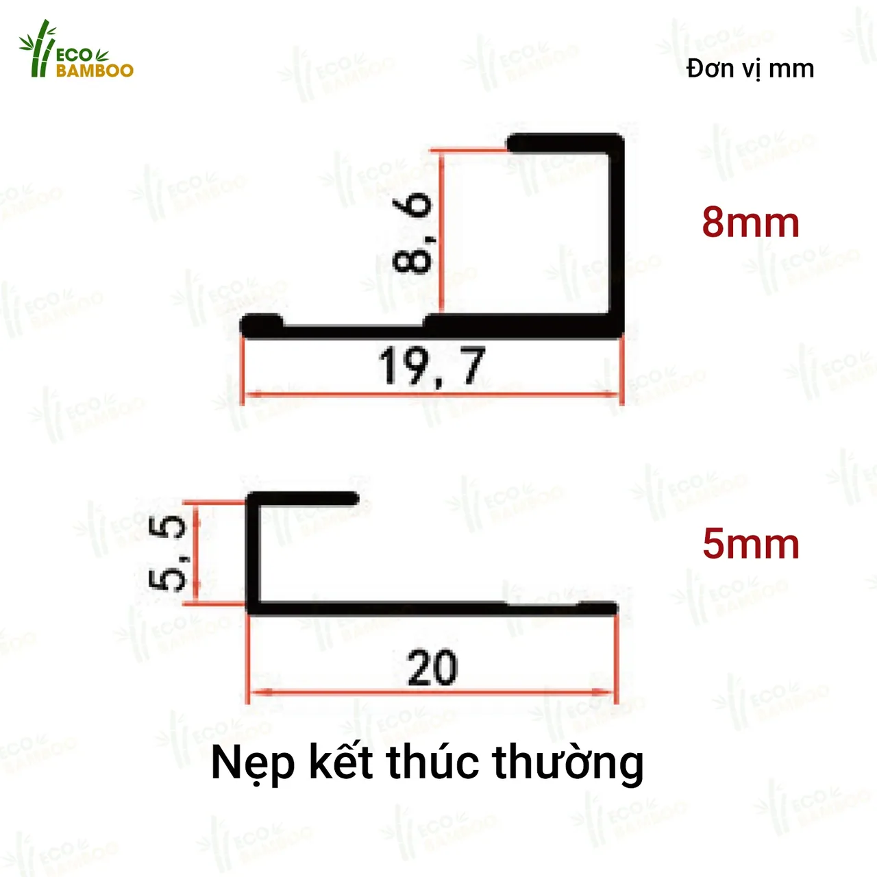 Nẹp kết thúc thường -EBN83001-EBN53001-2 – Eco Bamboo