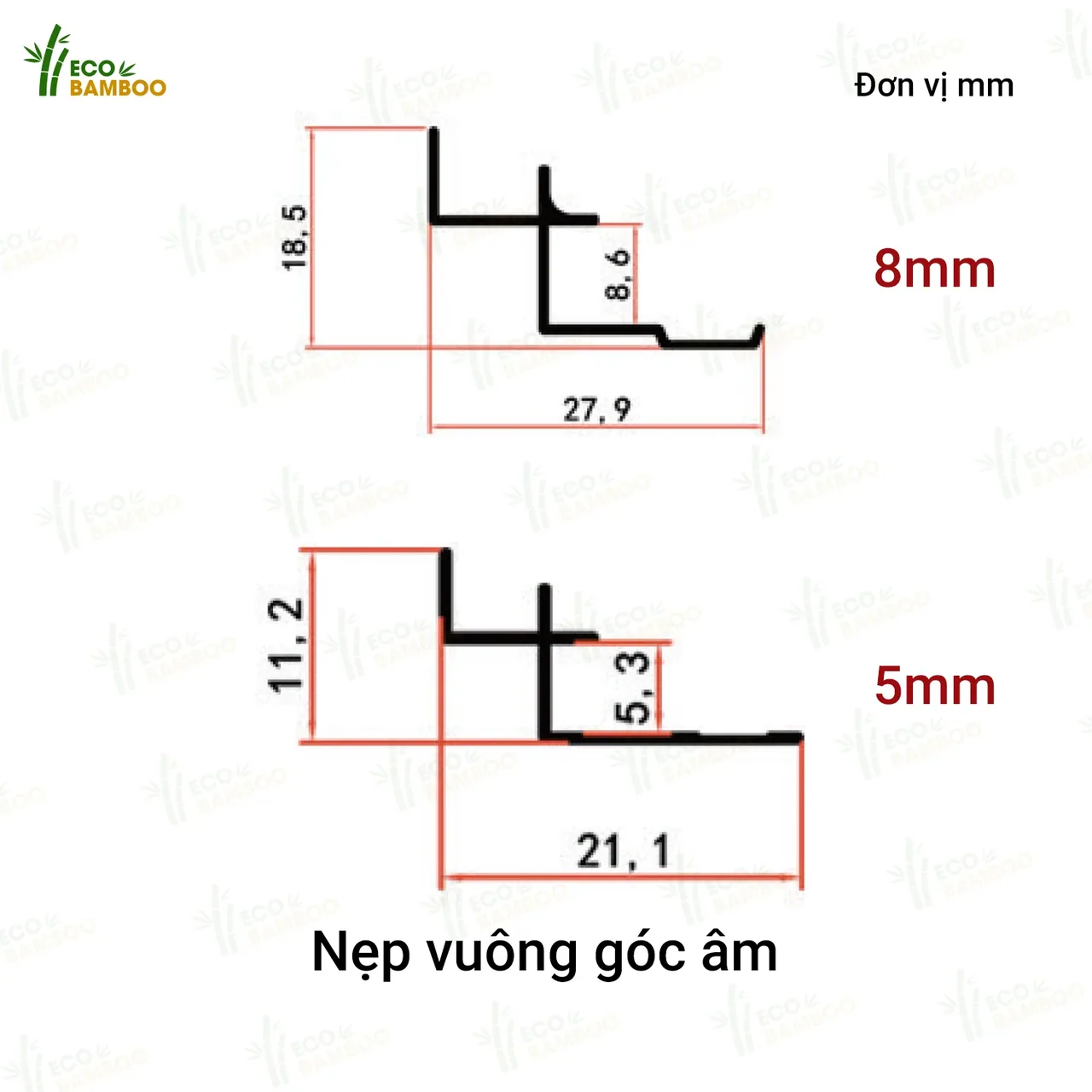 Nẹp vuông góc âm -EBN86001-EBN56001-1 – Eco Bamboo