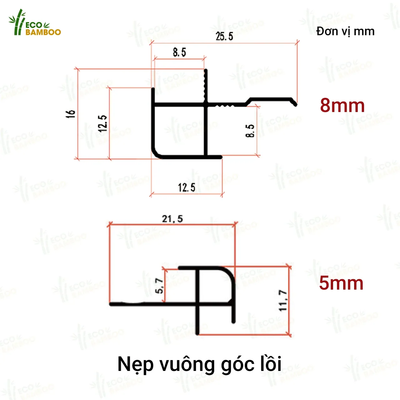 Nẹp vuông góc lồi -EBN86003-EBN560031 – Eco Bamboo