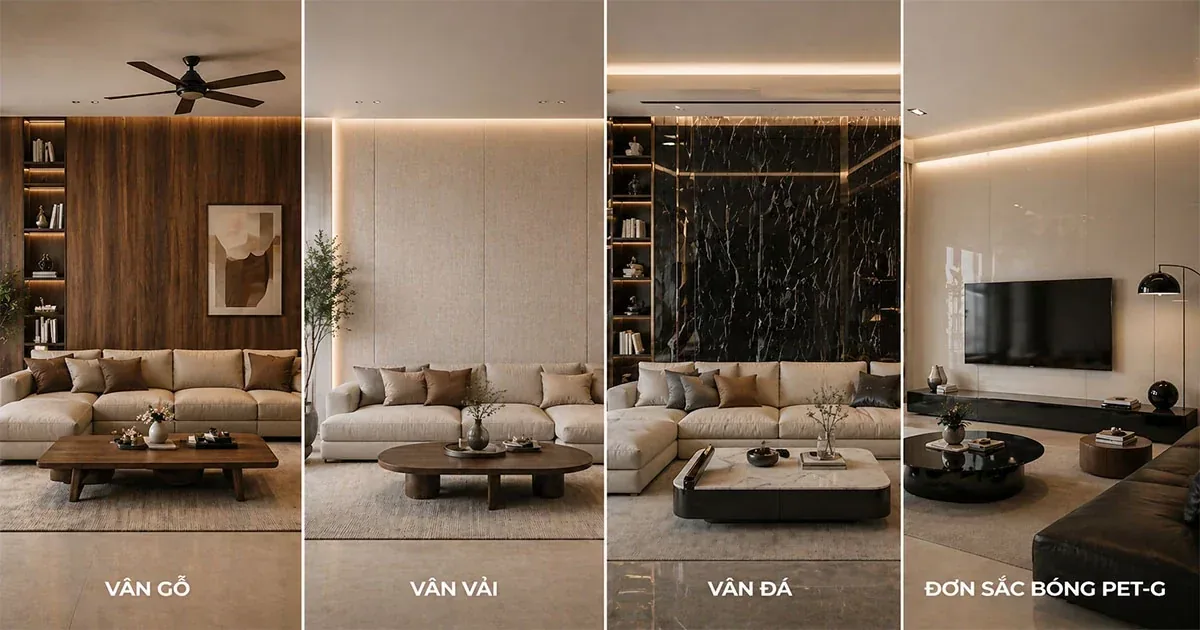 Các phong cách ốp tường phòng khách phổ biến