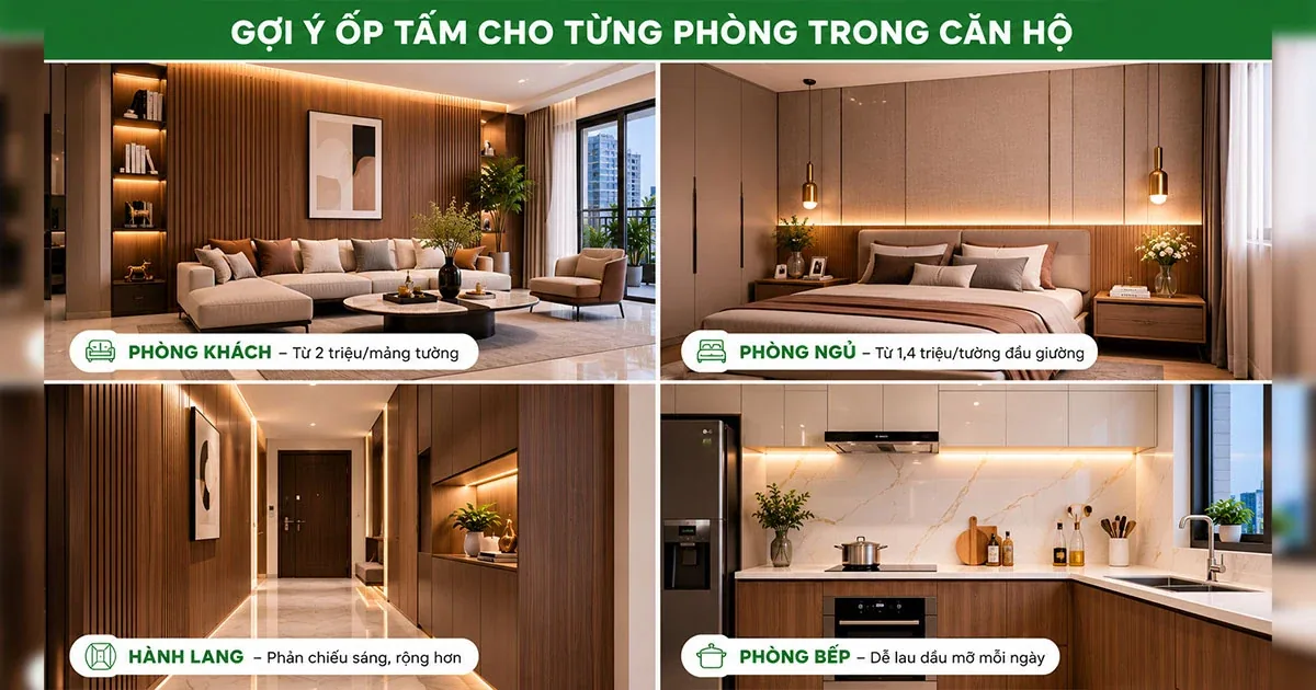 Gợi ý ốp tấm cho từng phòng trong căn hộ chung cư
