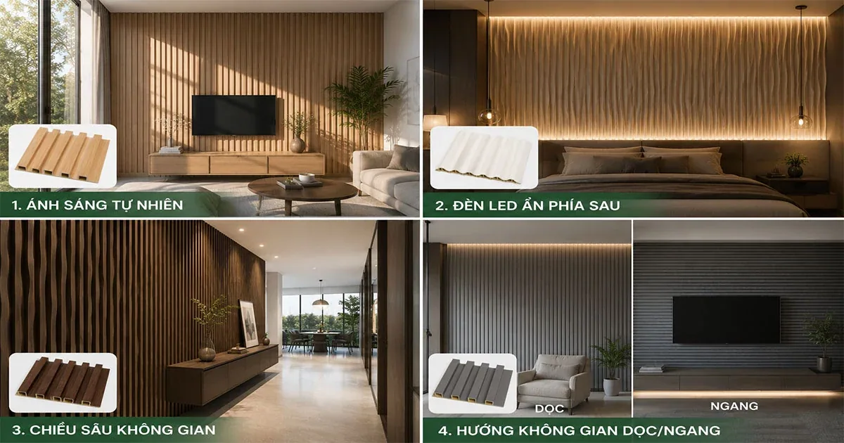 Hiệu ứng ánh sáng và bóng đổ trên bề mặt lam sóng than tre