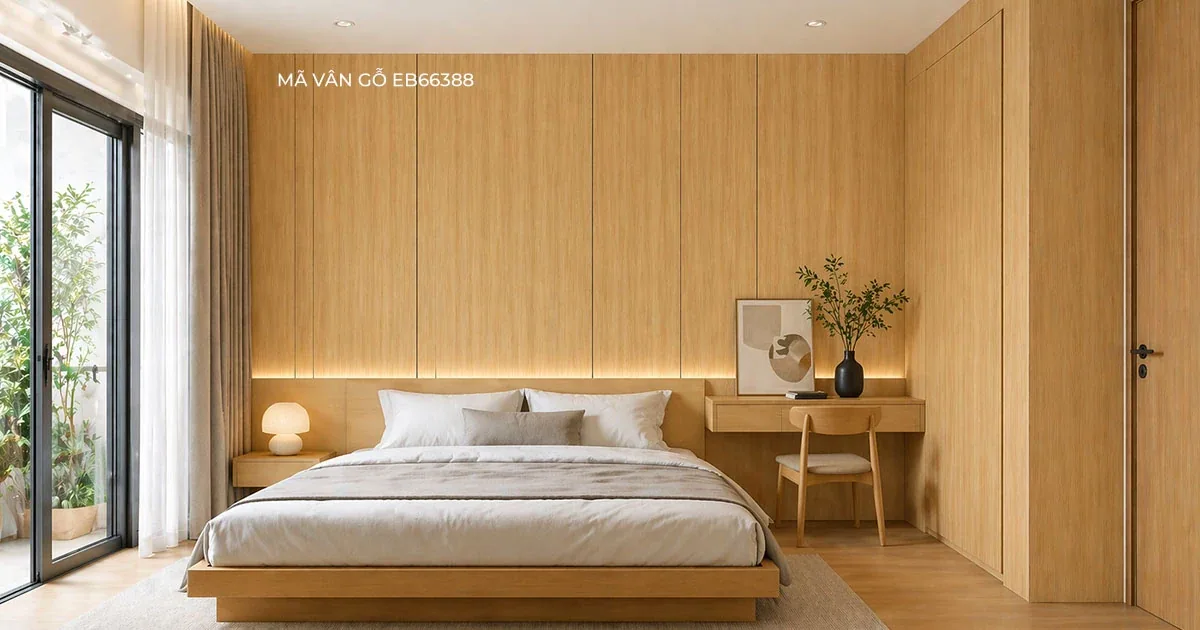 Căn phòng sau khi xử lý tường ẩm mốc và ốp tấm chống ẩm