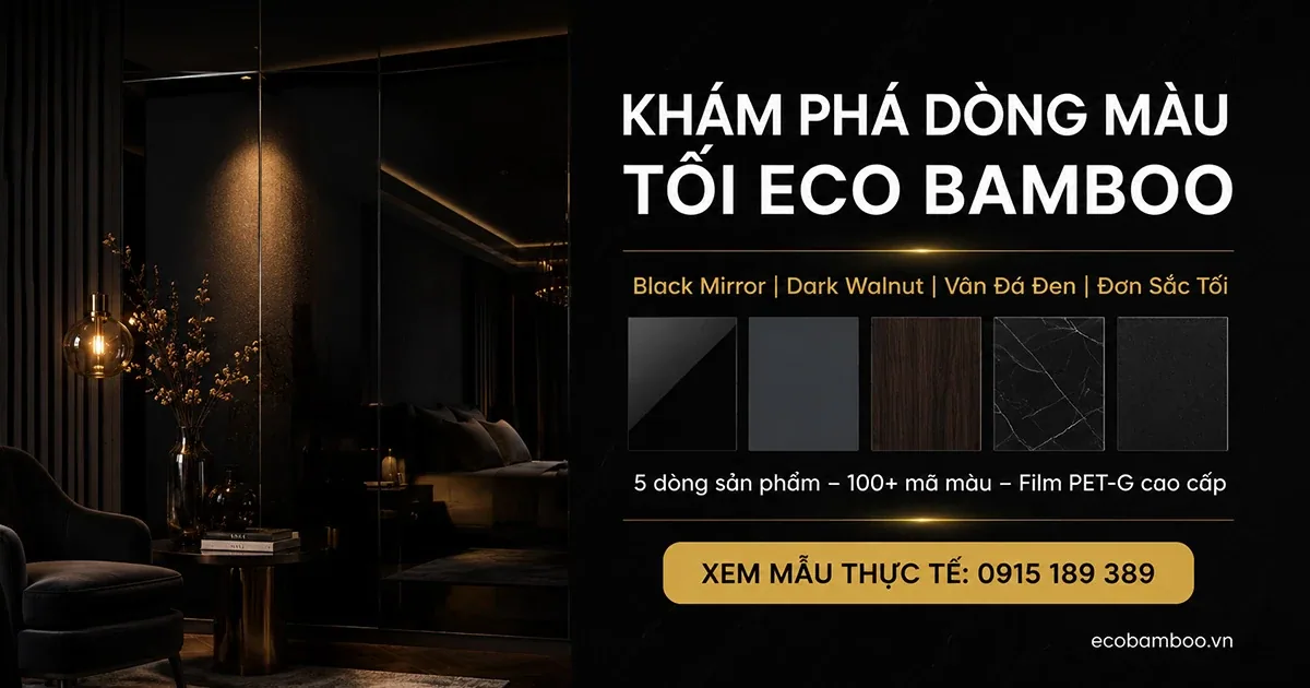 Không gian nội thất phong cách dark interior dùng tấm ốp màu tối