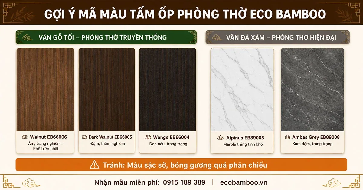 Gợi ý mã màu tấm ốp cho tường phòng thờ