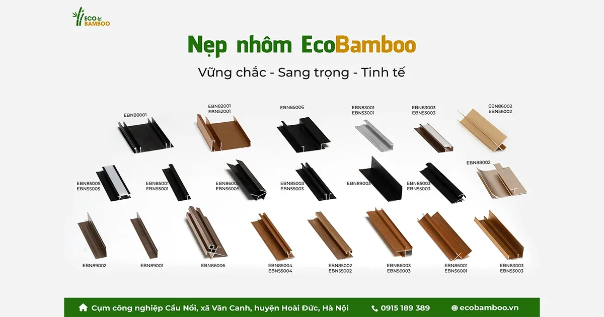 Bộ nẹp nhôm Eco Bamboo với nhiều kiểu dáng và màu hoàn thiện