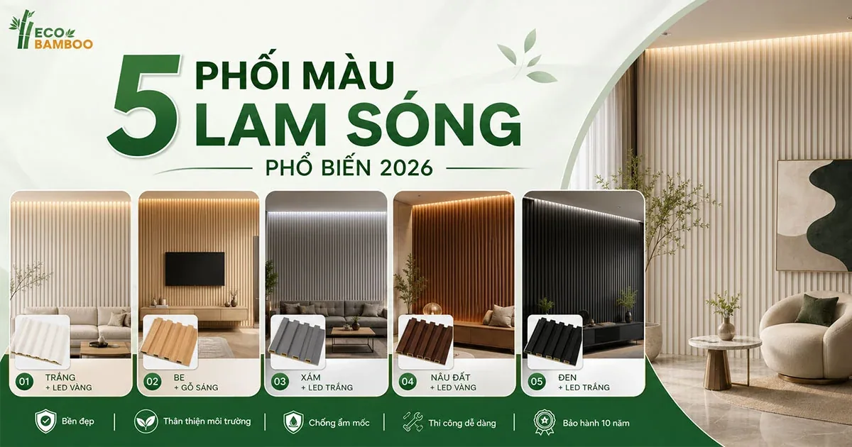 Phối màu lam sóng than tre với nội thất phòng khách