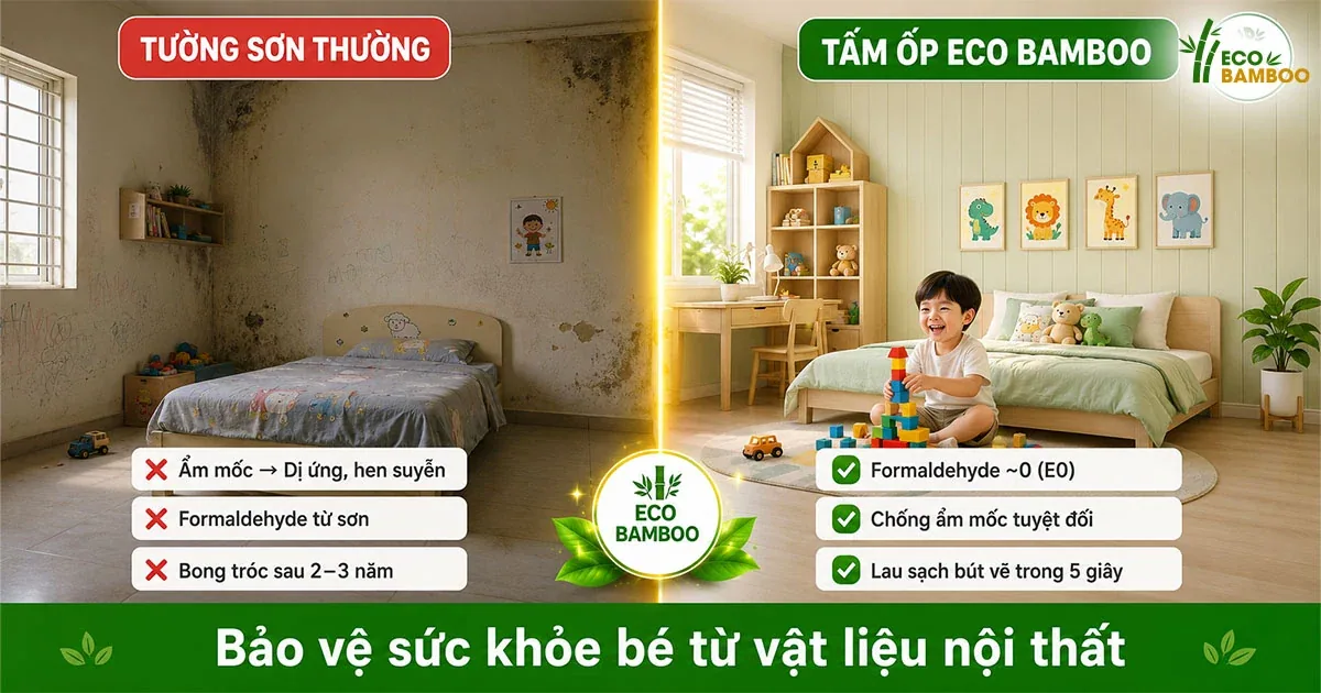 Phòng trẻ em dùng tấm ốp đạt chuẩn phát thải formaldehyde E0