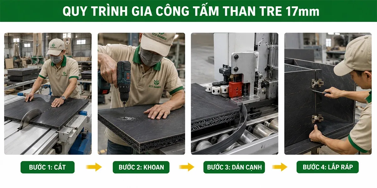 Quy trình gia công tấm than tre 17mm tại xưởng nội thất