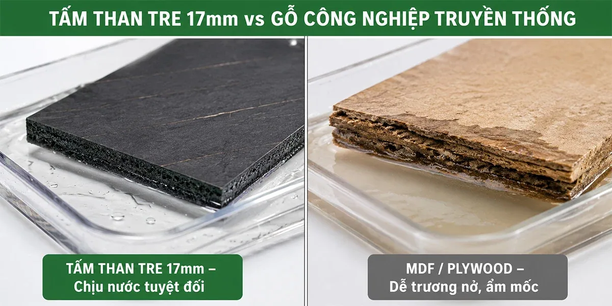 So sánh tấm than tre 17mm với gỗ công nghiệp