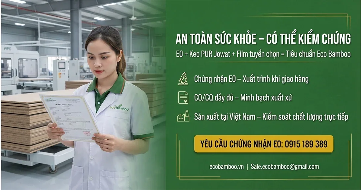 Không gian sống dùng tấm ốp WPC Eco Bamboo an toàn cho sức khoẻ