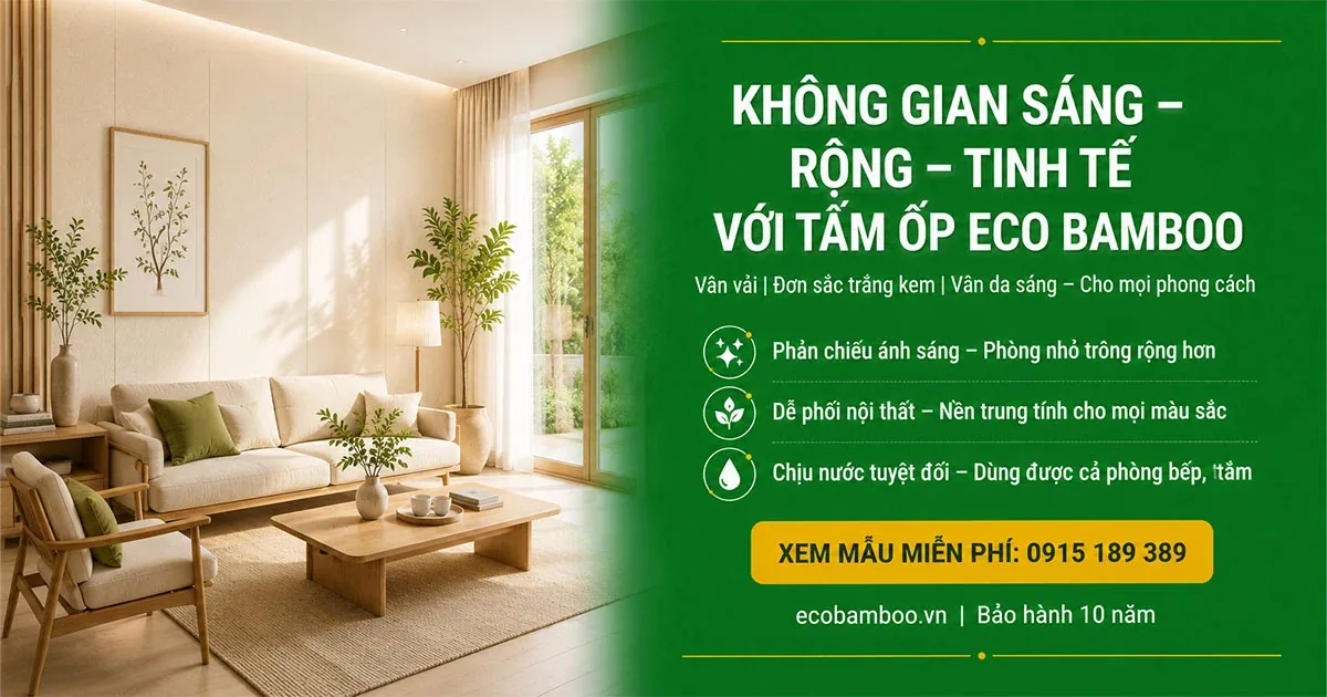 Căn phòng ốp tấm màu sáng mở rộng cảm giác không gian