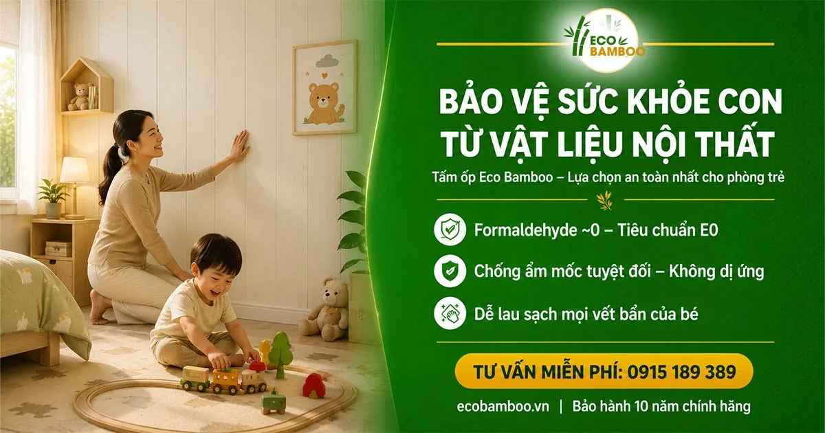 Phòng trẻ em hoàn thiện bằng tấm ốp an toàn Eco Bamboo