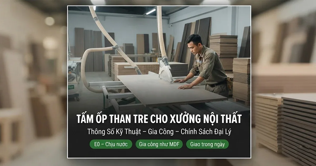 Tấm Ốp Than Tre Cho Xưởng Nội Thất – Thông Số Kỹ Thuật, Gia Công Và Lợi Thế Kinh Doanh