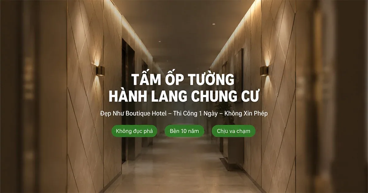 Tấm Ốp Tường Hành Lang Chung Cư – Đẹp, Bền, Không Cần Xin Phép Sửa Chữa Lớn