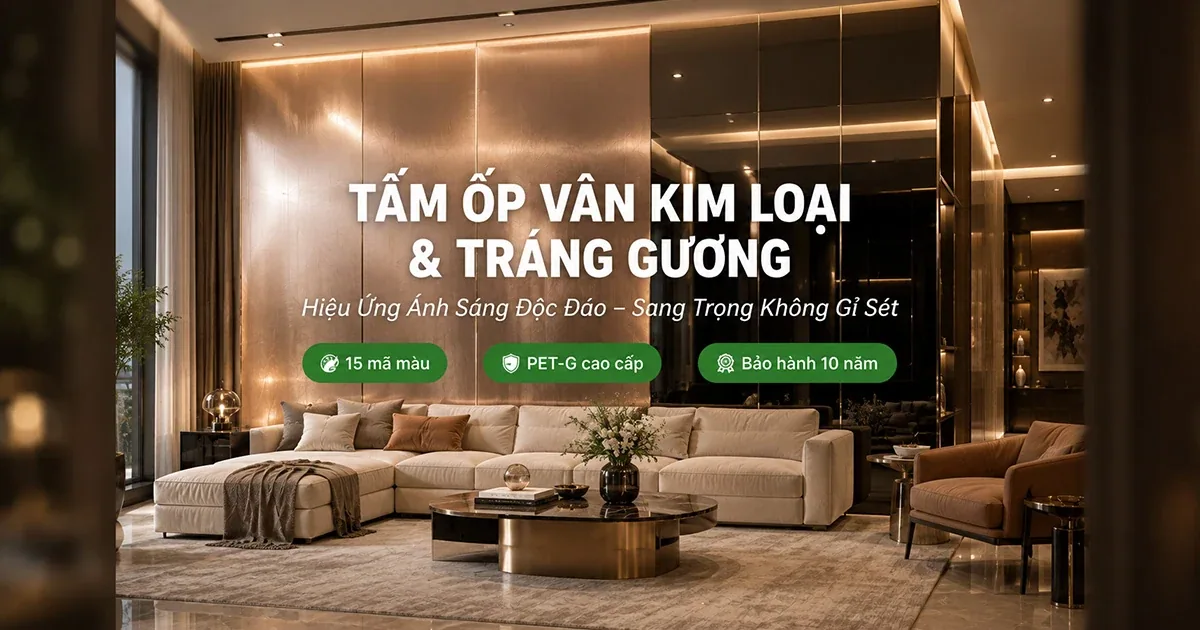 Tấm Ốp Vân Kim Loại Và Tráng Gương – Hiệu Ứng Ánh Sáng Độc Đáo Cho Không Gian Cao Cấp