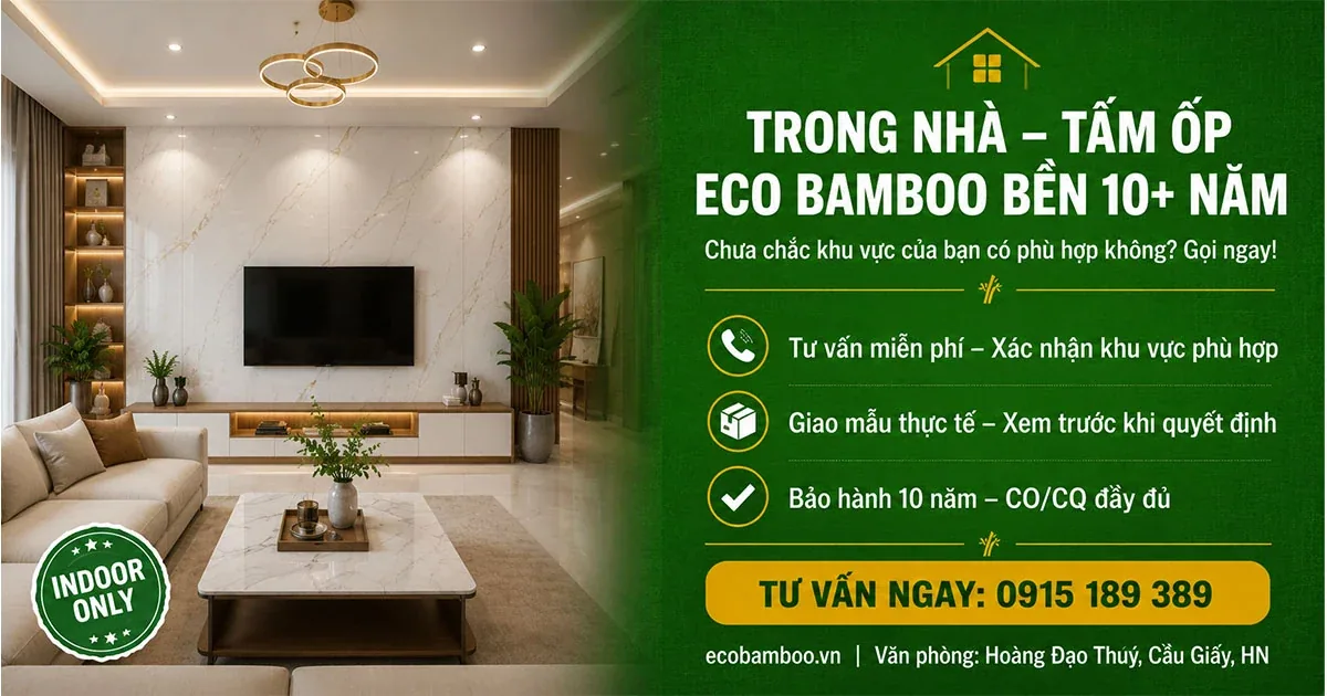 Không gian trong nhà phù hợp với tấm ốp WPC Eco Bamboo