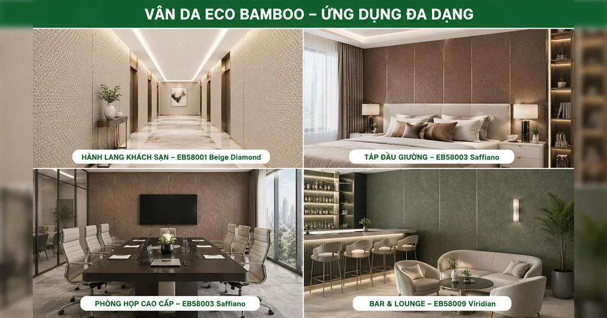 Ứng dụng tấm ốp vân da cho hành lang, phòng ngủ và văn phòng