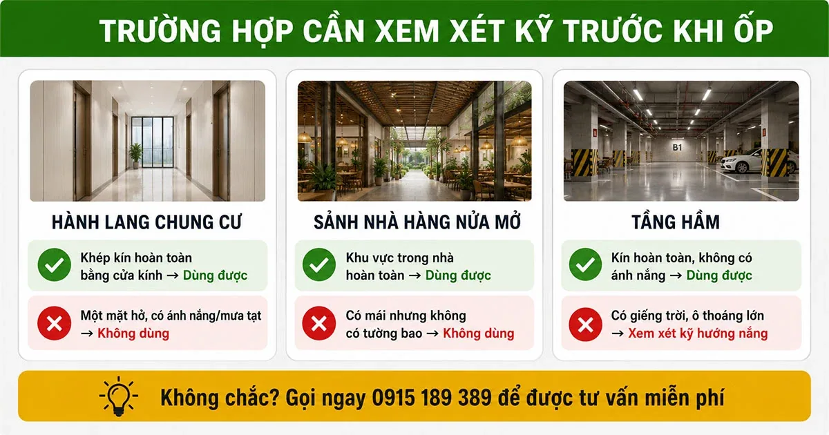 Các vị trí vùng xám cần xem xét kỹ trước khi ốp tấm WPC