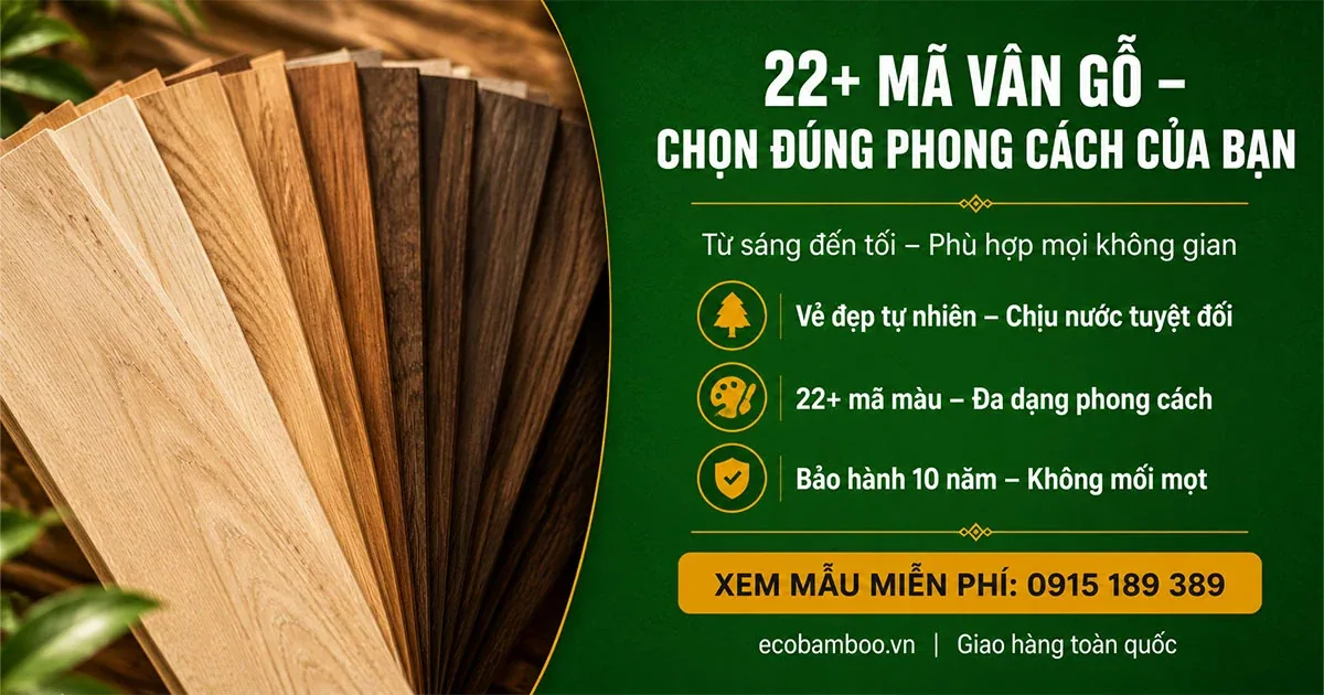 Không gian nội thất ốp tấm vân gỗ Eco Bamboo